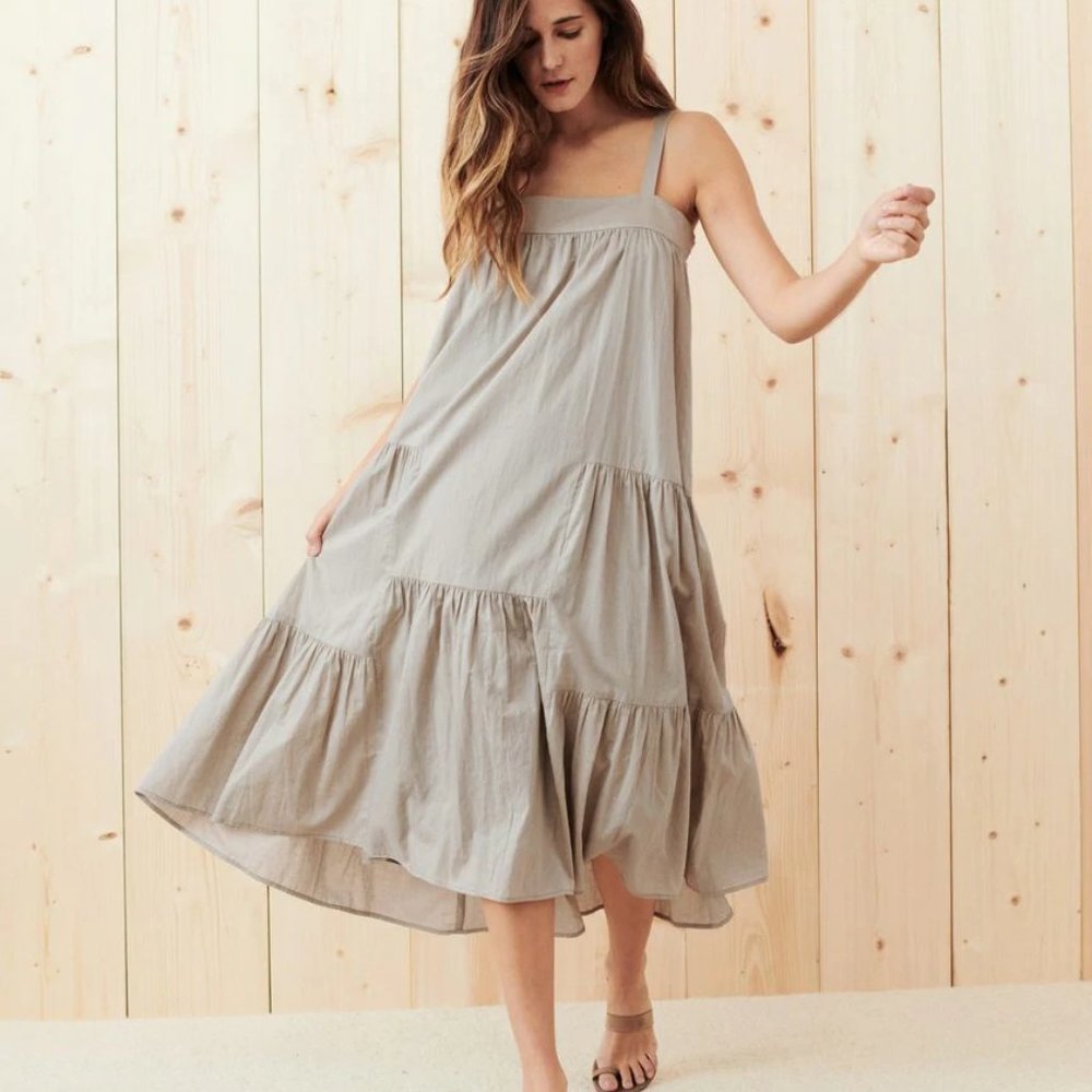 Jenni Kayne long summer dress medium willow cotton/linen lined